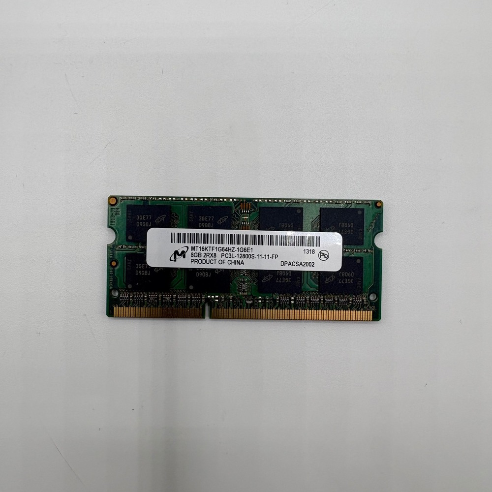 Micron RAM MT16KTF1G64HZ-1G6E1 8GB PC3L-12800S DDR3L Laptop Memory Green